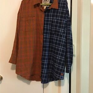 Orange and Blue Plaid unisex shirt